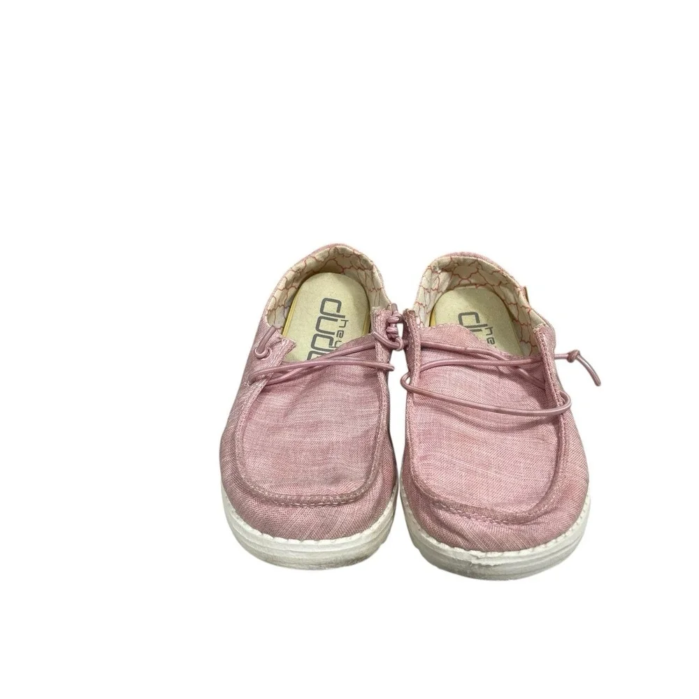 HEY DUDE Wendy Linen Cotton Candy Casual Pink Shoes Girls Youth Size 12-1